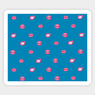 retro lips pattern blue Sticker